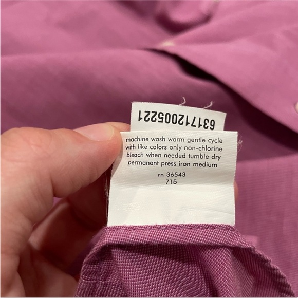 Chaps Pink Mauve Button Down Long Sleeve Shirt 16- 16 1/2 34/ 35 Large L - Picture 8 of 9